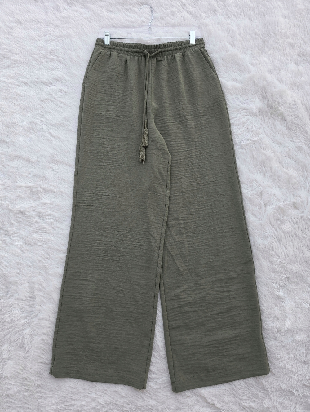 Laundry by Shelli Segal Olive Green Crepe Wide Leg Pants